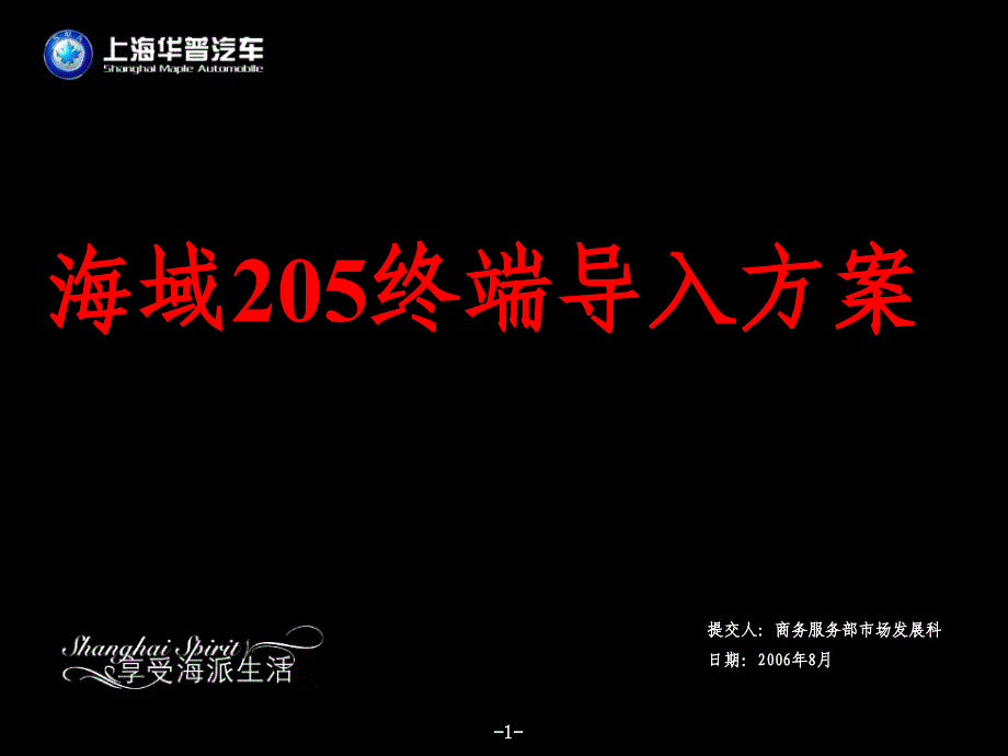 汽车策划方案海域205终端导入方案课件_第1页