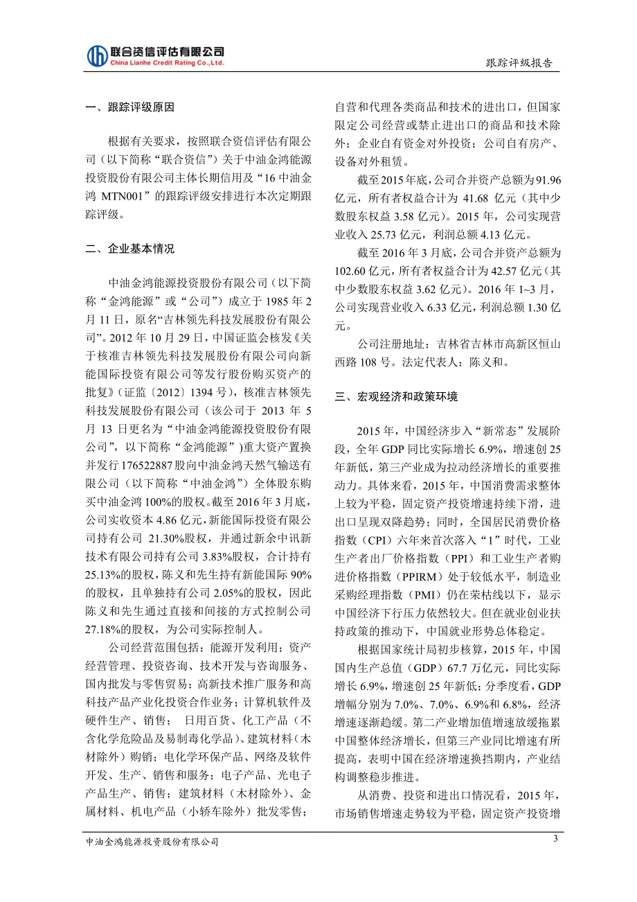 中油金鸿能源投资股份有限公司主体信用评级报告_第4页