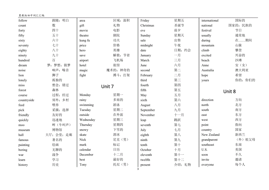 河北省冀教版初中英语词汇打印版_第3页