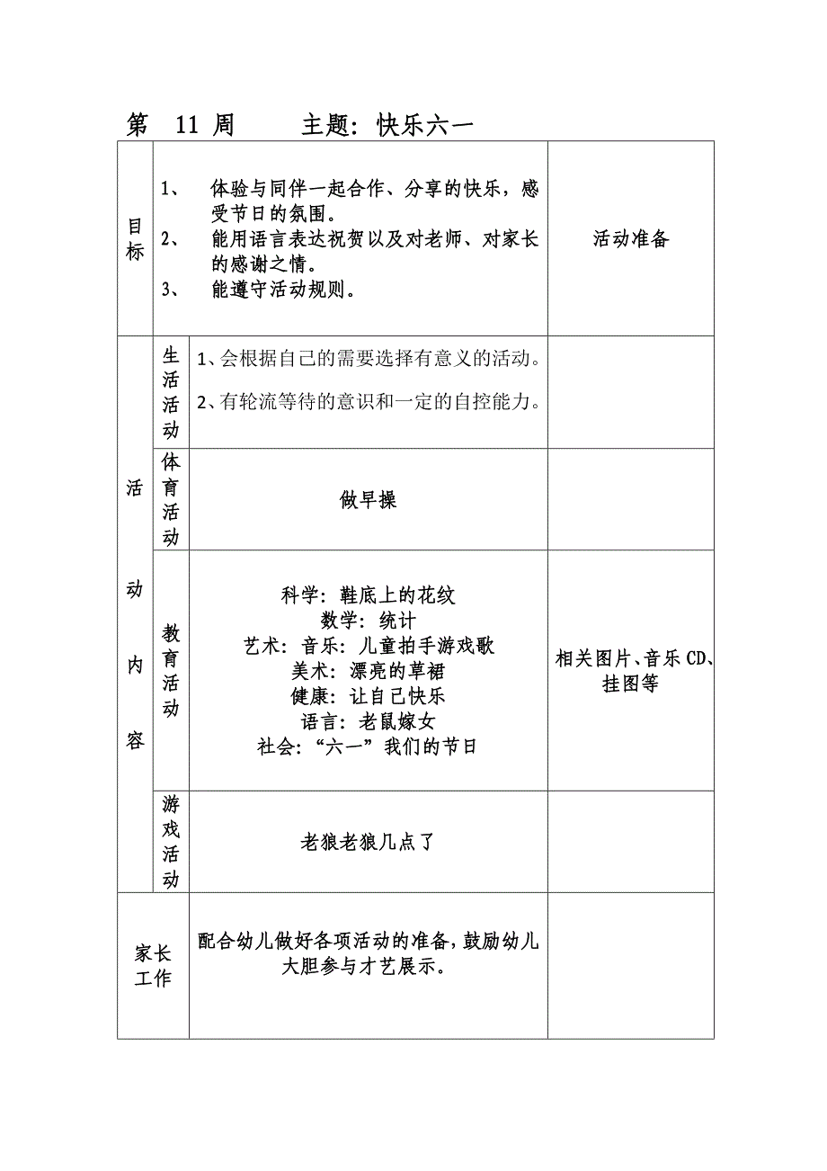 大班下学期周活动计划(1-20周)_第4页