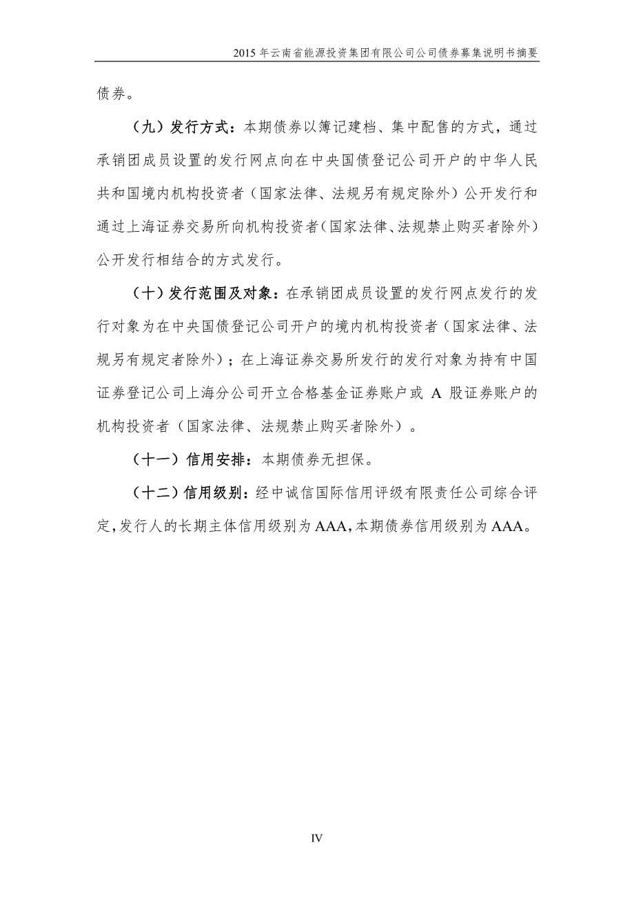 2015年云南省能源投资集团有限公司公司债券募集说明书摘要_第5页
