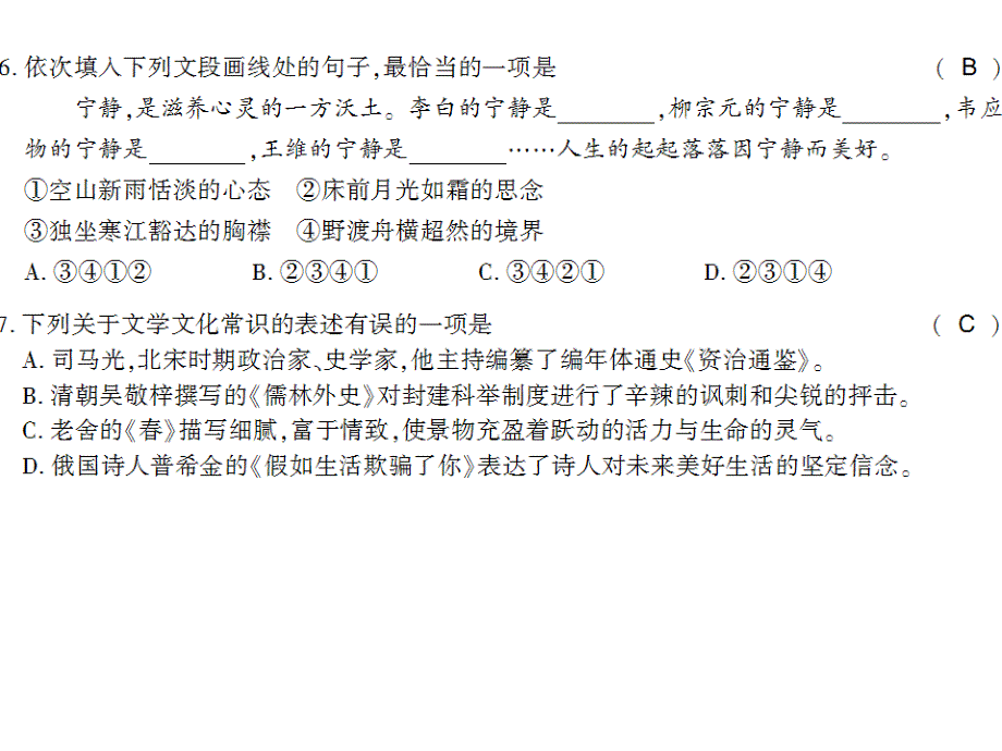 2017秋（广西北部湾）人教版九年级语文下册第13单元检测试题_（共11张ppt）_第3页