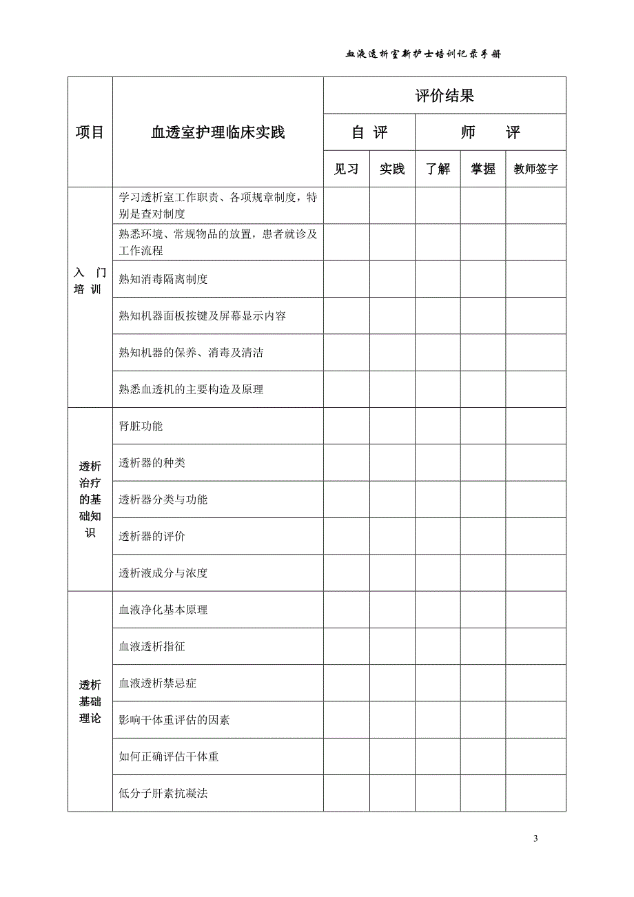 血透室新护士培训记录手册rg_第3页