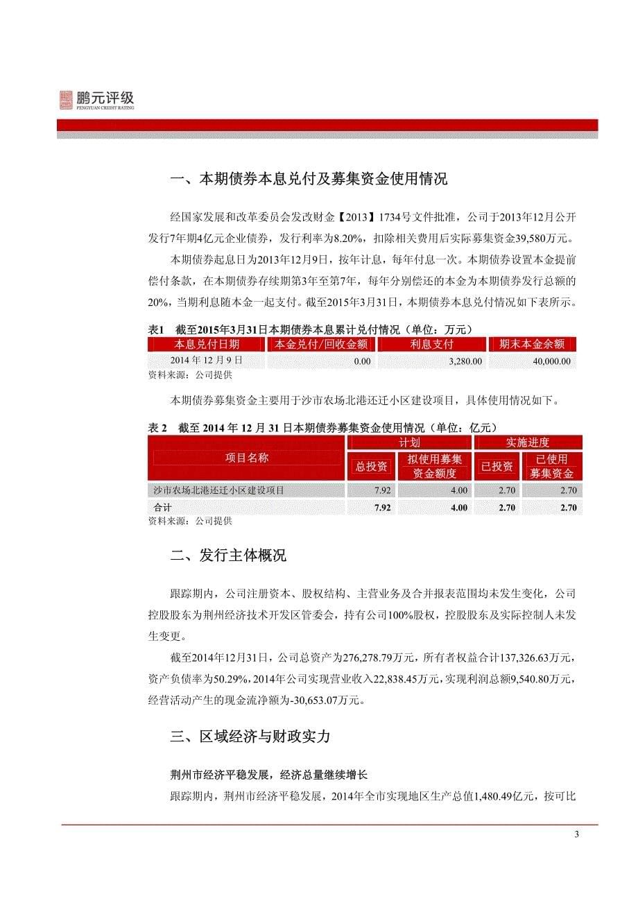 荆州经济技术开发区发展总公司-2015年跟踪评级_第5页