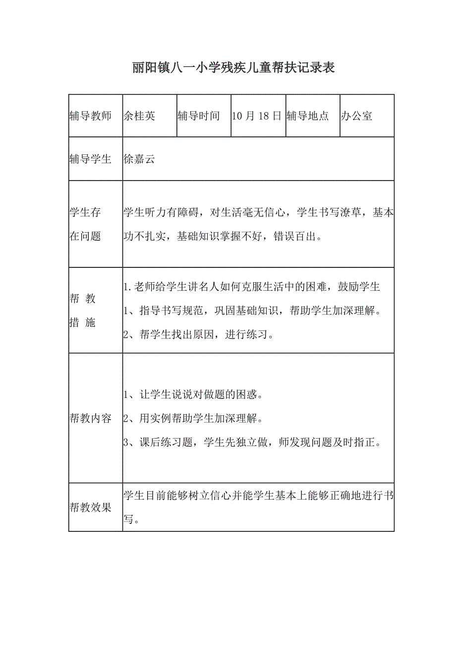 残疾儿童帮扶记录表_第1页