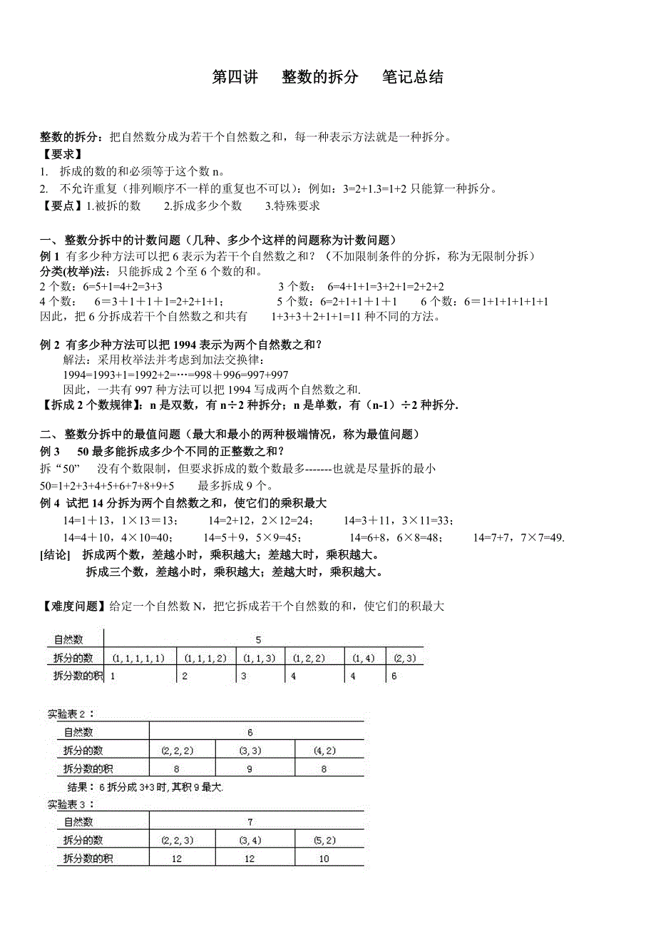第四讲   整数的拆分_第1页