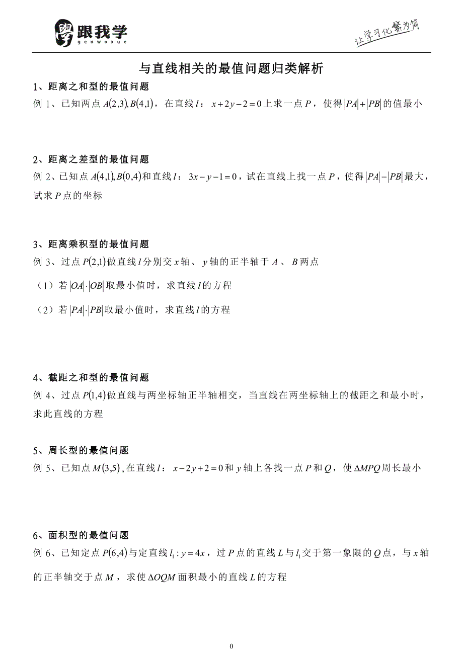 直线方程对称、最值、定点_第1页