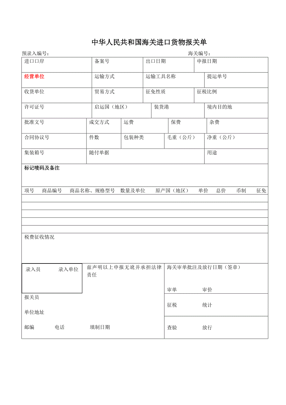 进出口货物报关单样本_第1页