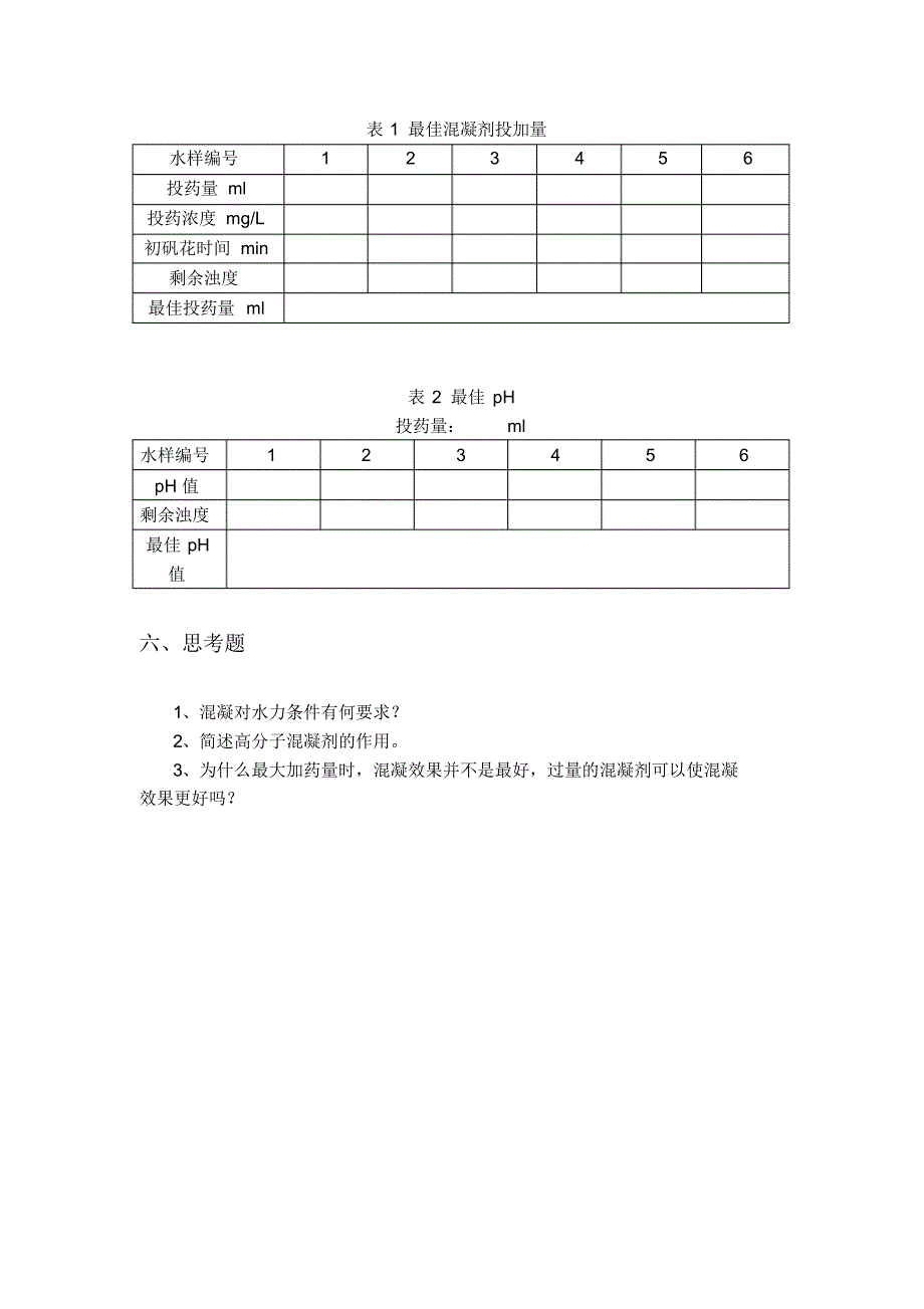 混凝处理中最佳投药量和PH的实验设计_第4页