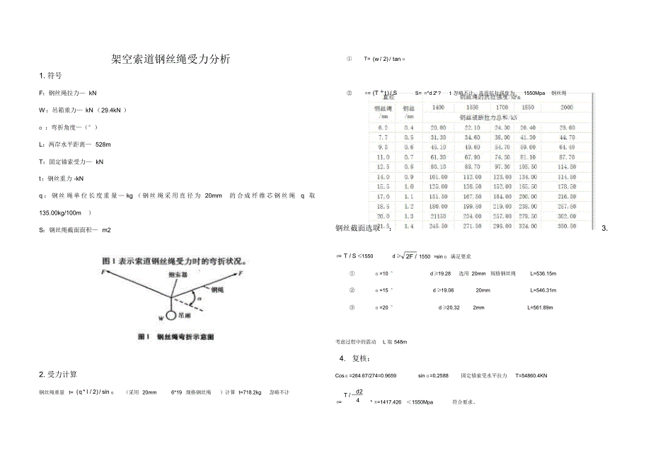 架空索道钢丝绳受力分析_第1页