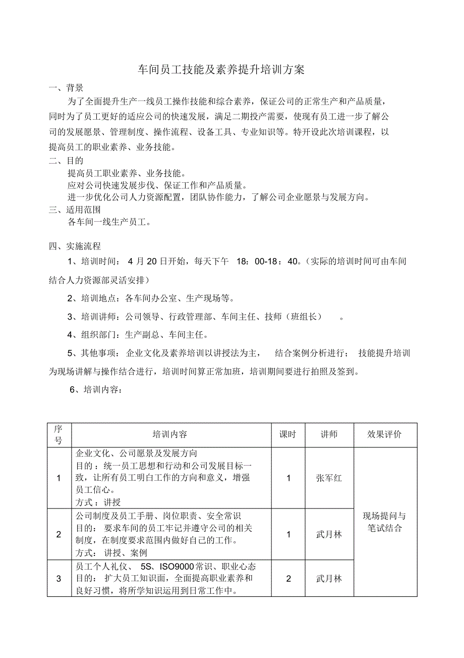 车间员工技能培训方案_第1页