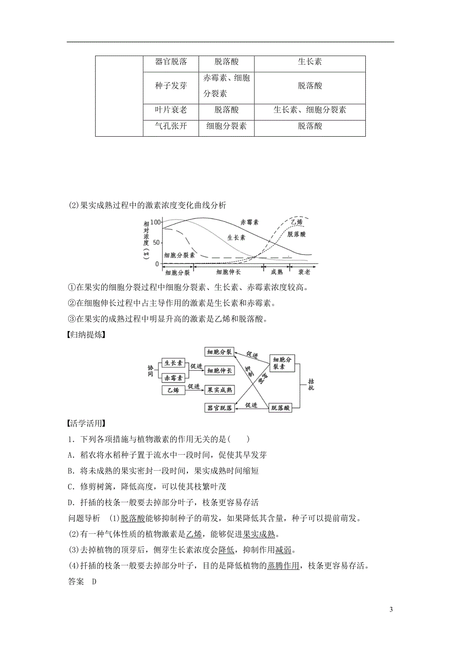 2018_2019版高中生物第2章生物个体的内环境与稳态第5节植物生命活动的调节第3课时学案北师大版必修_第3页
