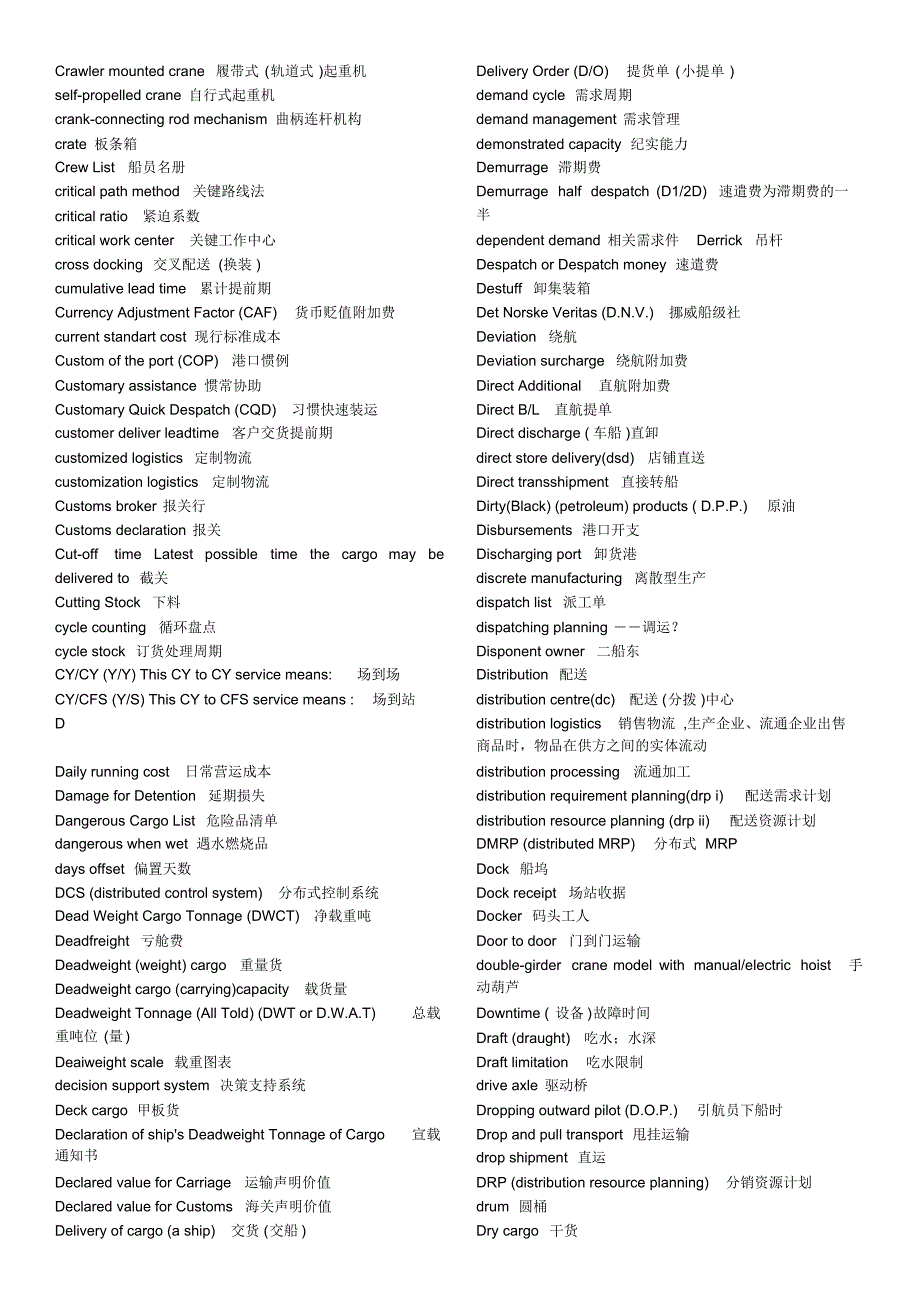 物流专业英语词汇整理_第4页