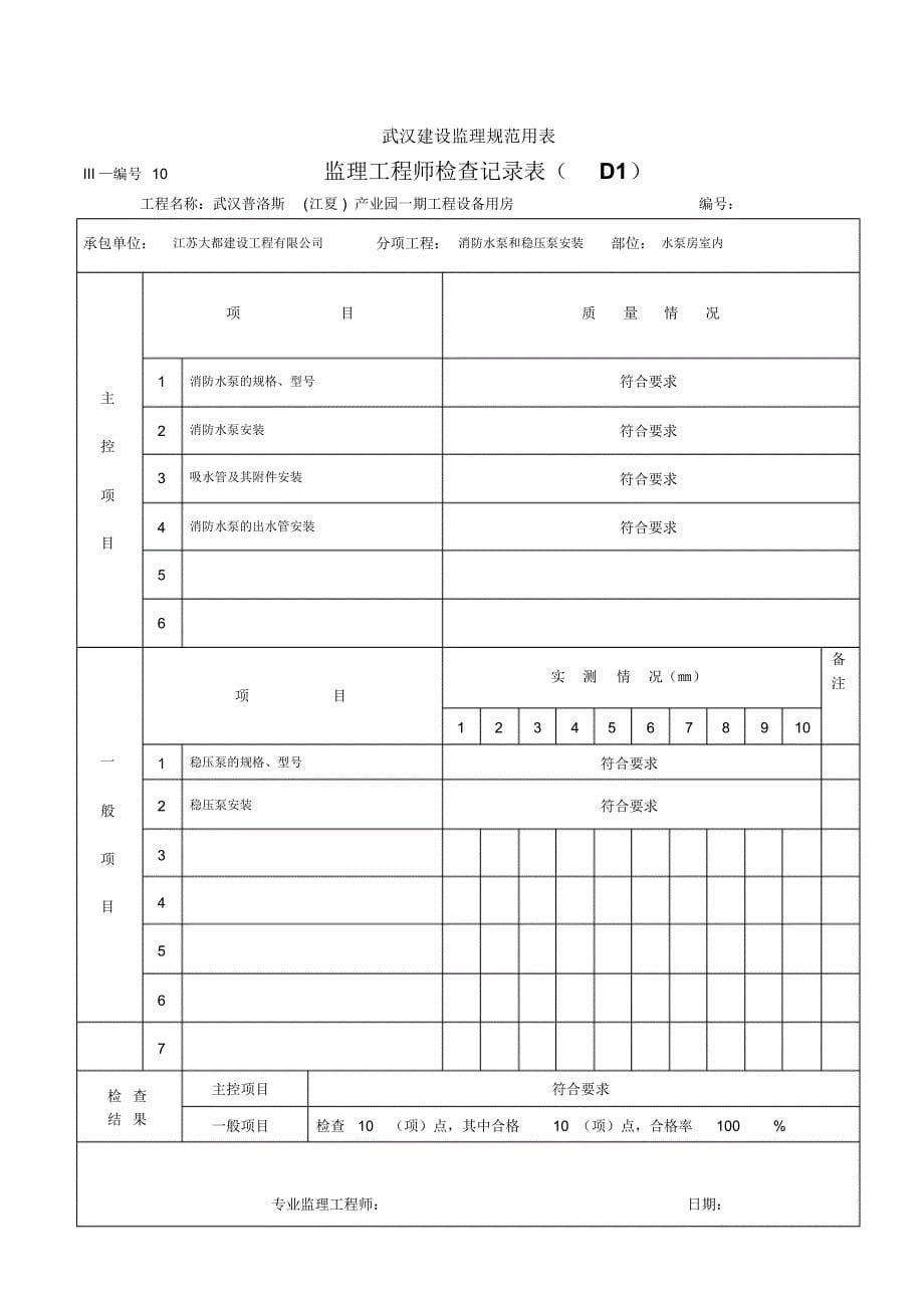 监理工程师检查记录消防_第5页