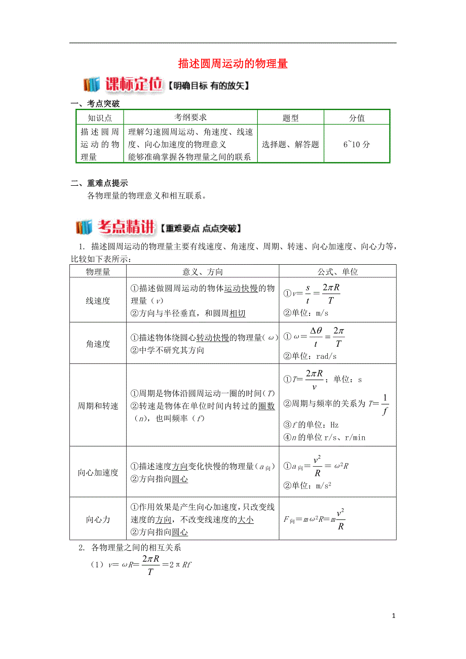 2018高中物理第五章曲线运动第7节描述圆周运动的物理量学案新人教版必修_第1页