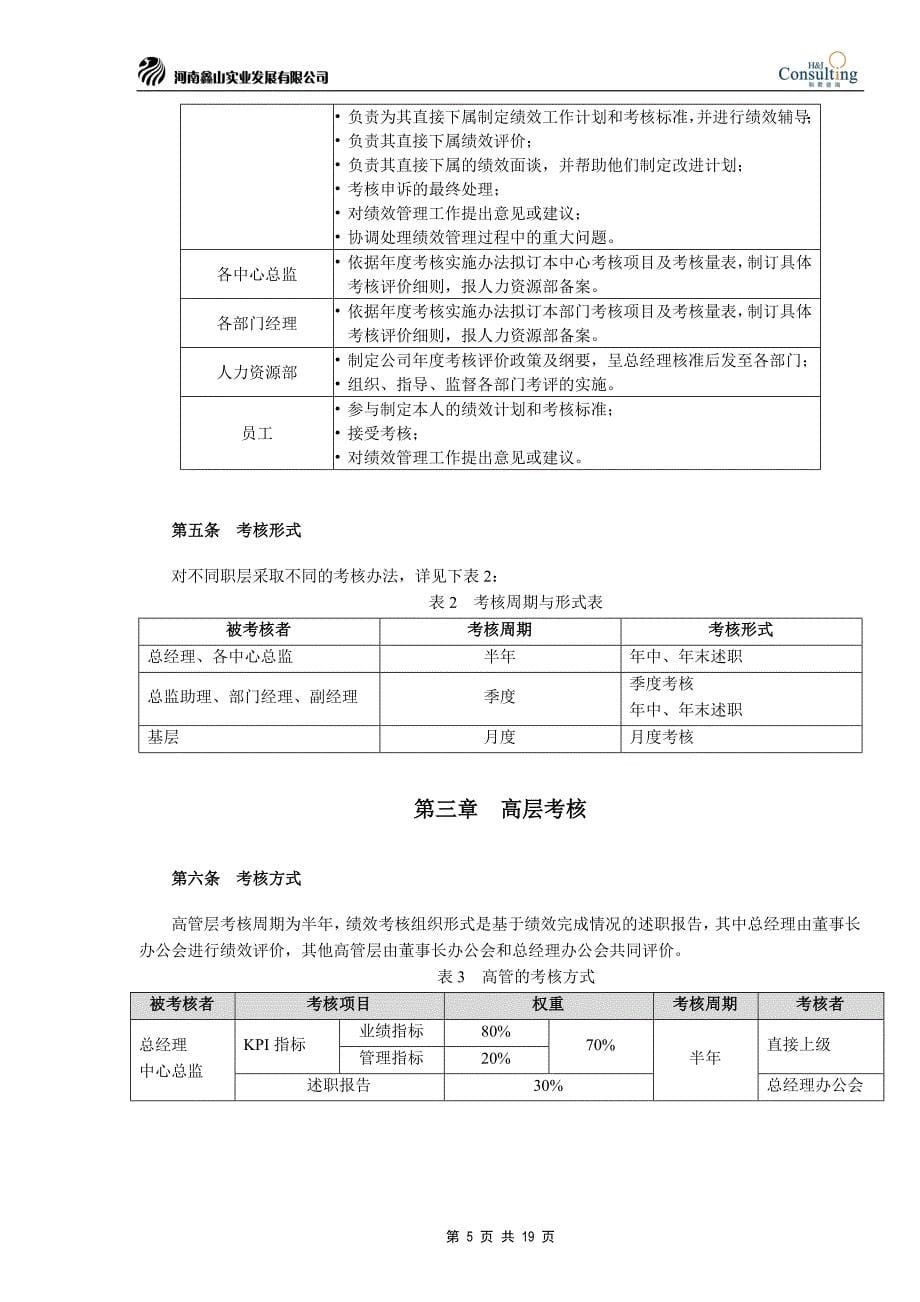 和君咨询-鑫山实业-绩效管理制度_第5页