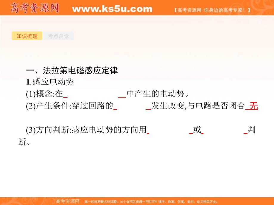 2019届高三物理一轮复习配套课件：10.2法拉第电磁感应定律 及其应用 _第2页