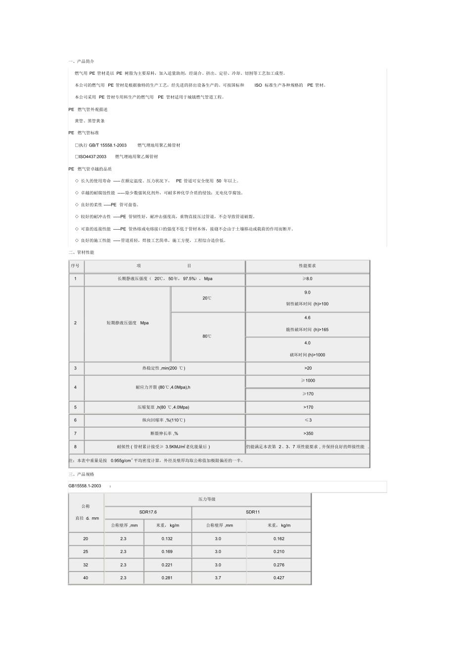 燃气用埋地PE管材_第1页