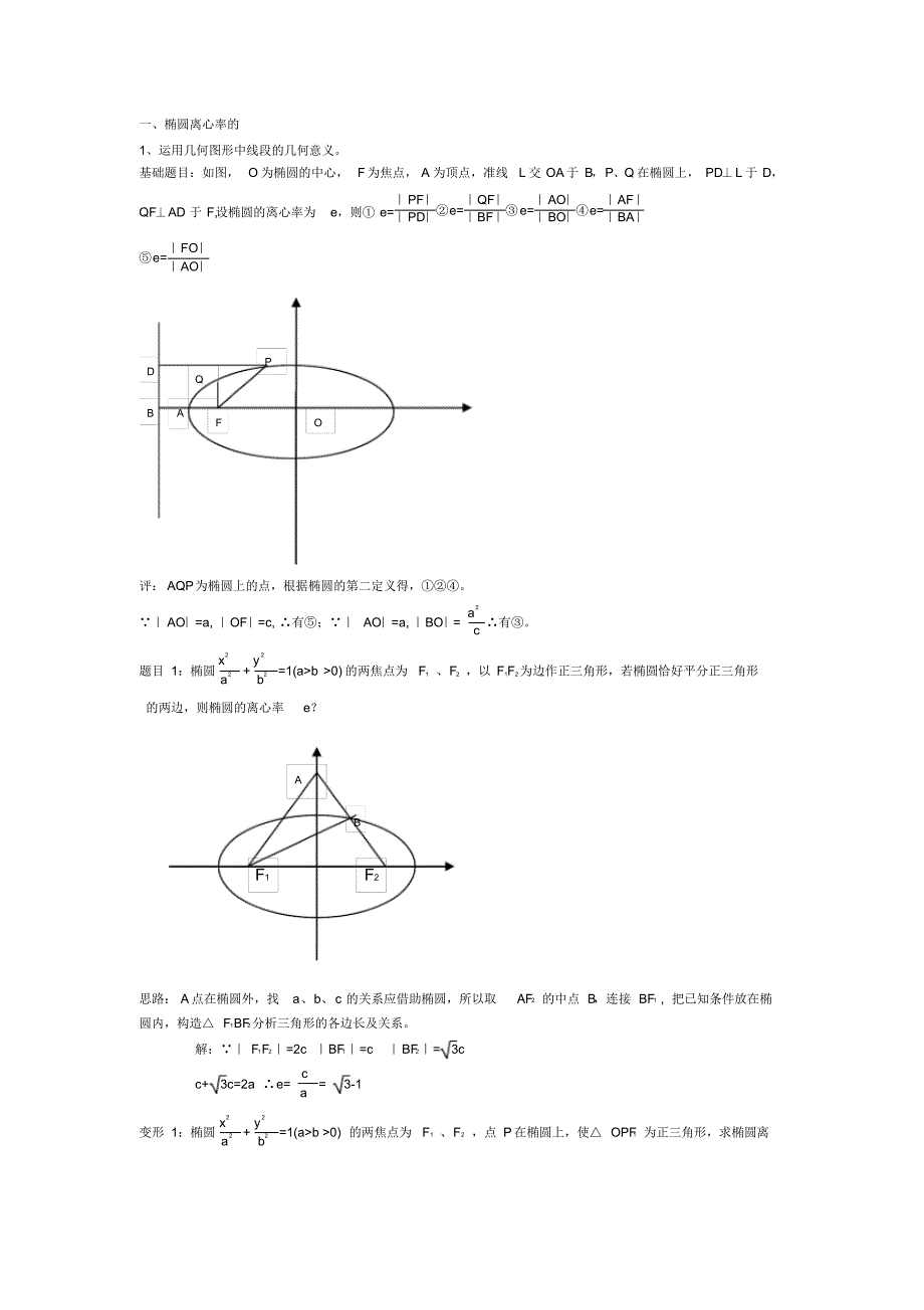 椭圆离心率问题_第1页
