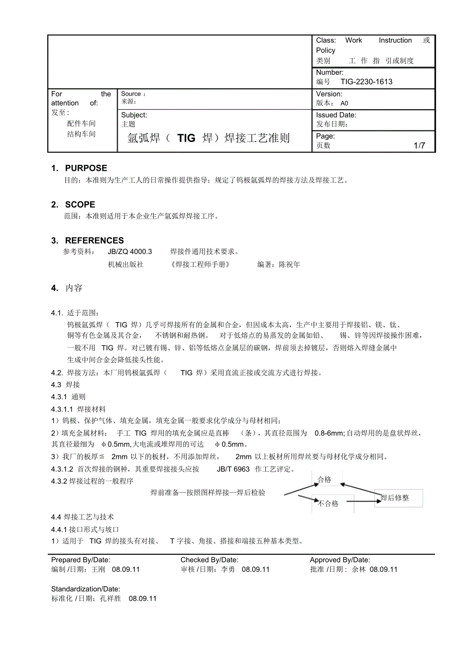 氩弧焊(TIG焊)焊接工艺准则_第1页