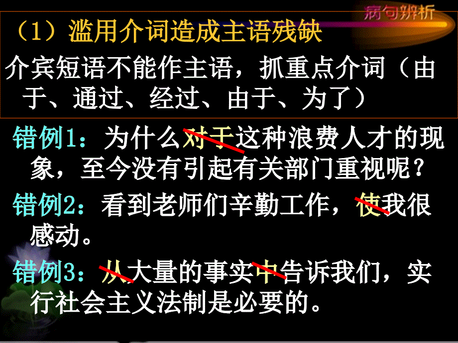 广东省中山市粤教版高三语复习课件：病句 成分残缺与赘余 _第4页