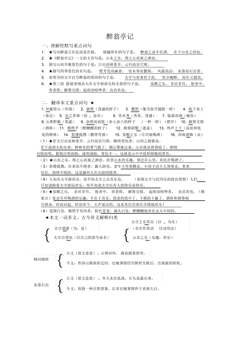 醉翁亭记知识点梳理_第1页