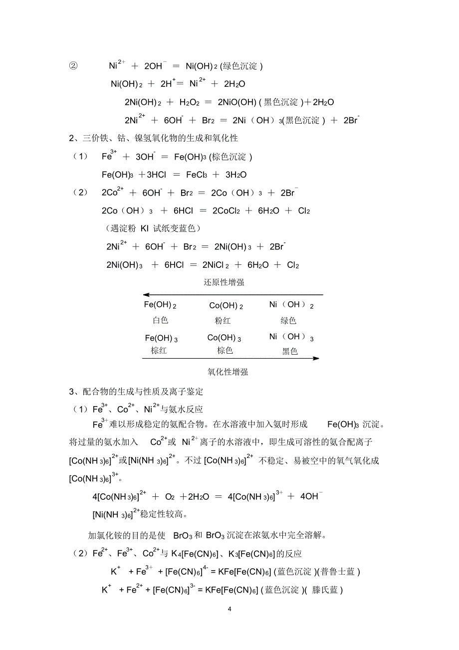 新实验十一铁、钴、镍的性质_第4页