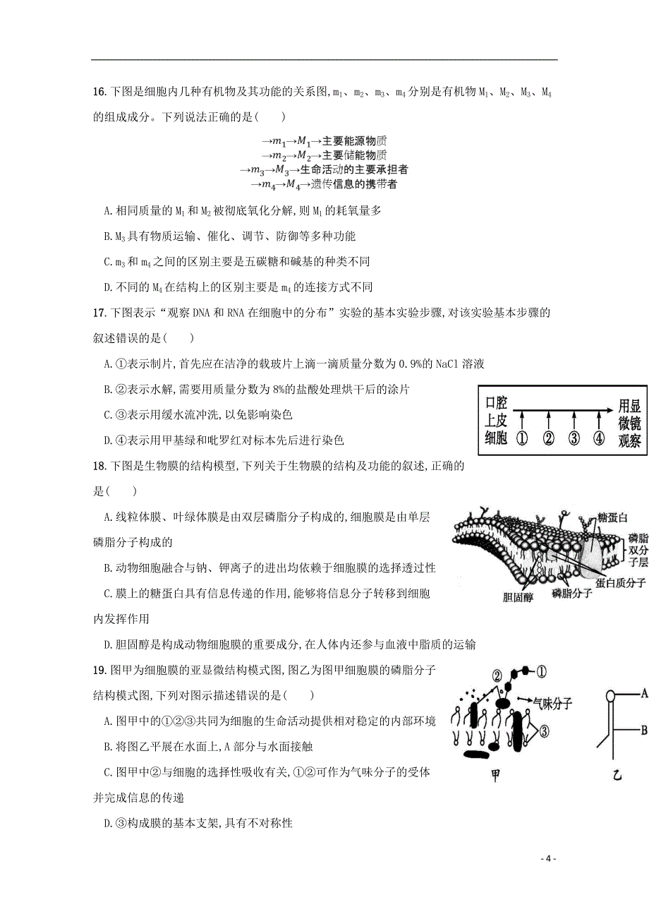 山西省晋中市和诚高中2019届高三生物8月月考试题_第4页