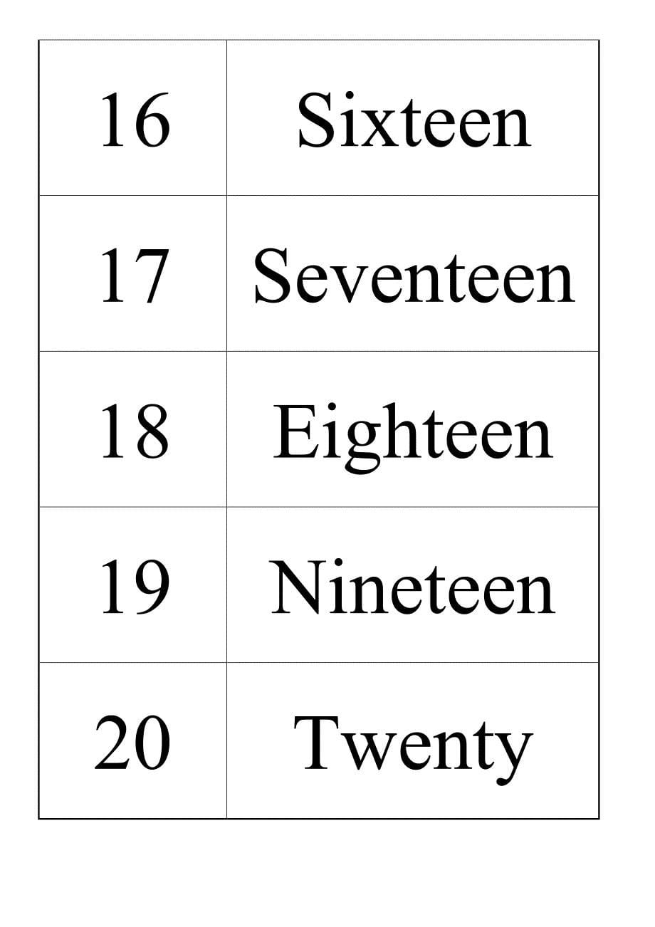 1-20数字与英语对照表_第5页