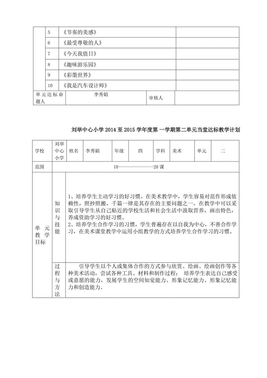 四年级上册美术表格式备课_第5页