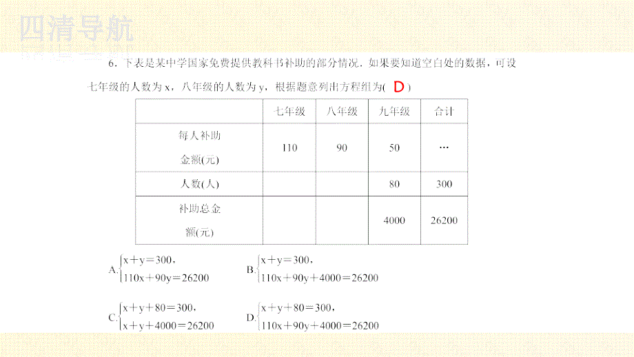 四清导航2016人教版数学七年级下册课件周周清_第4页