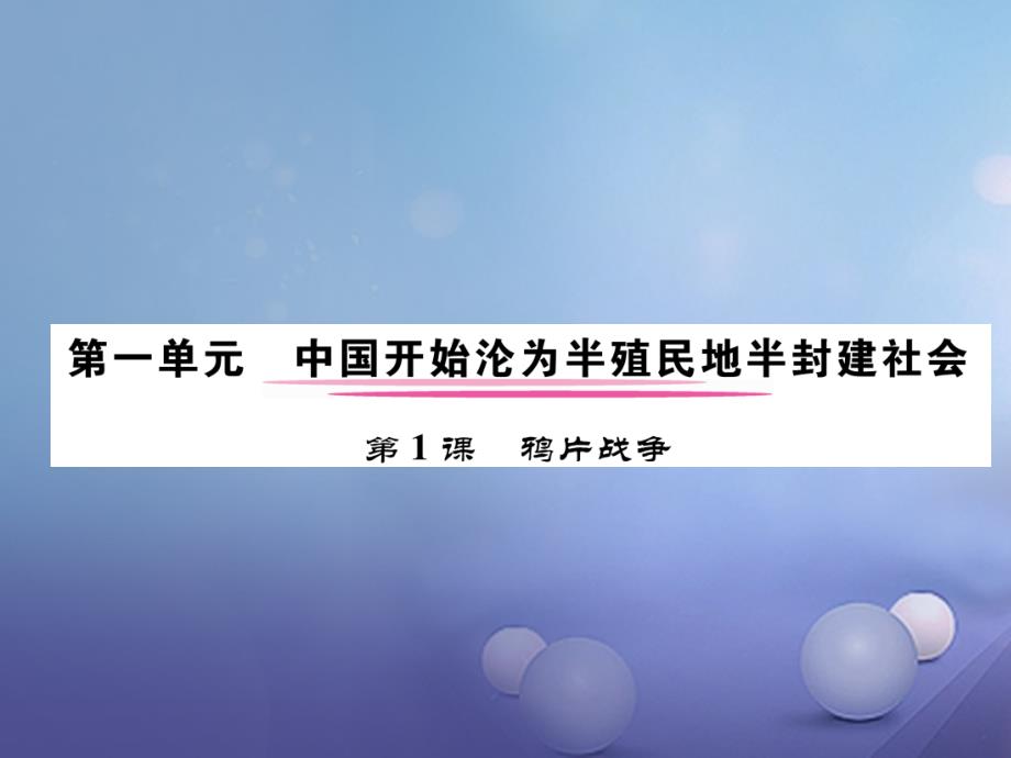 2017年秋八年级历史上册_第一单元_中国开始沦为半殖民地半封建社会 第1课 鸦片战争课件 新人教版_第1页