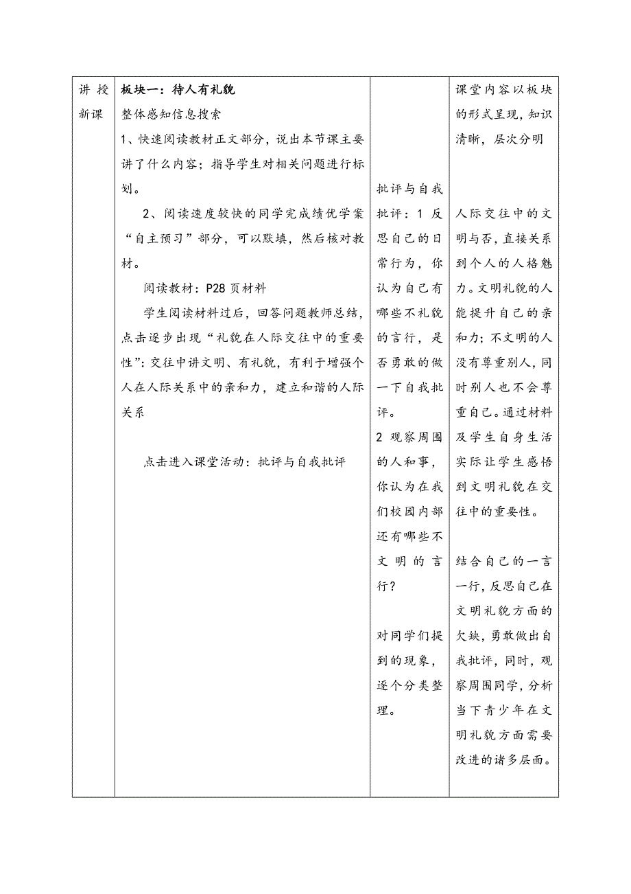 鲁人版八年级上册《道德与法治》教学设计3.1文明交往礼为先_第3页