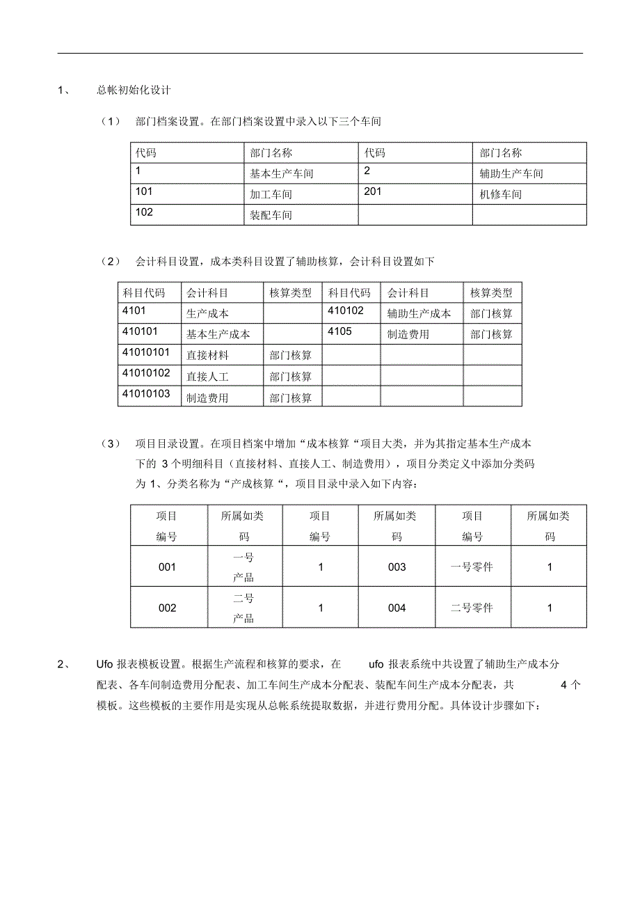 用友UFO及自动转帐成本核算模型_第1页