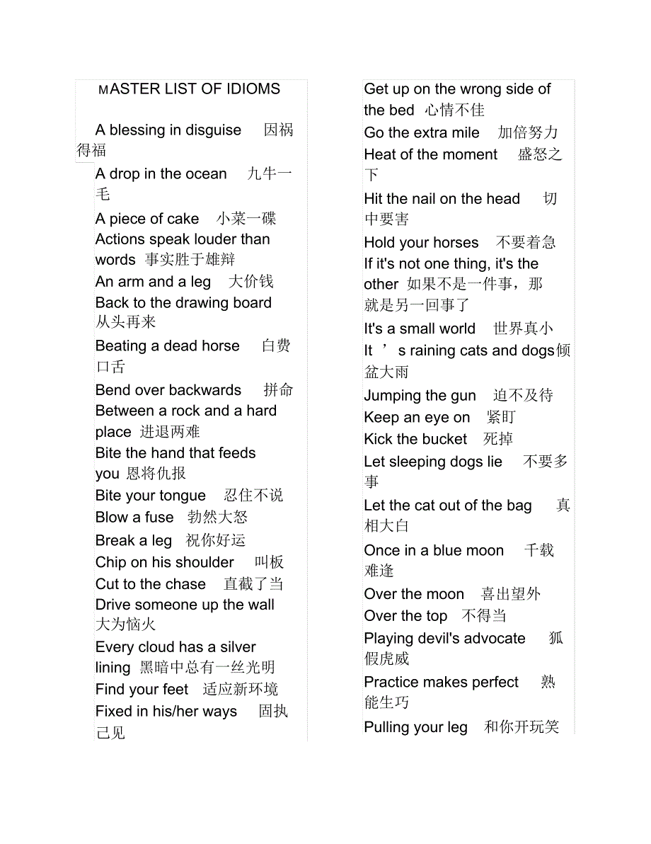 英语成语带中文_第1页