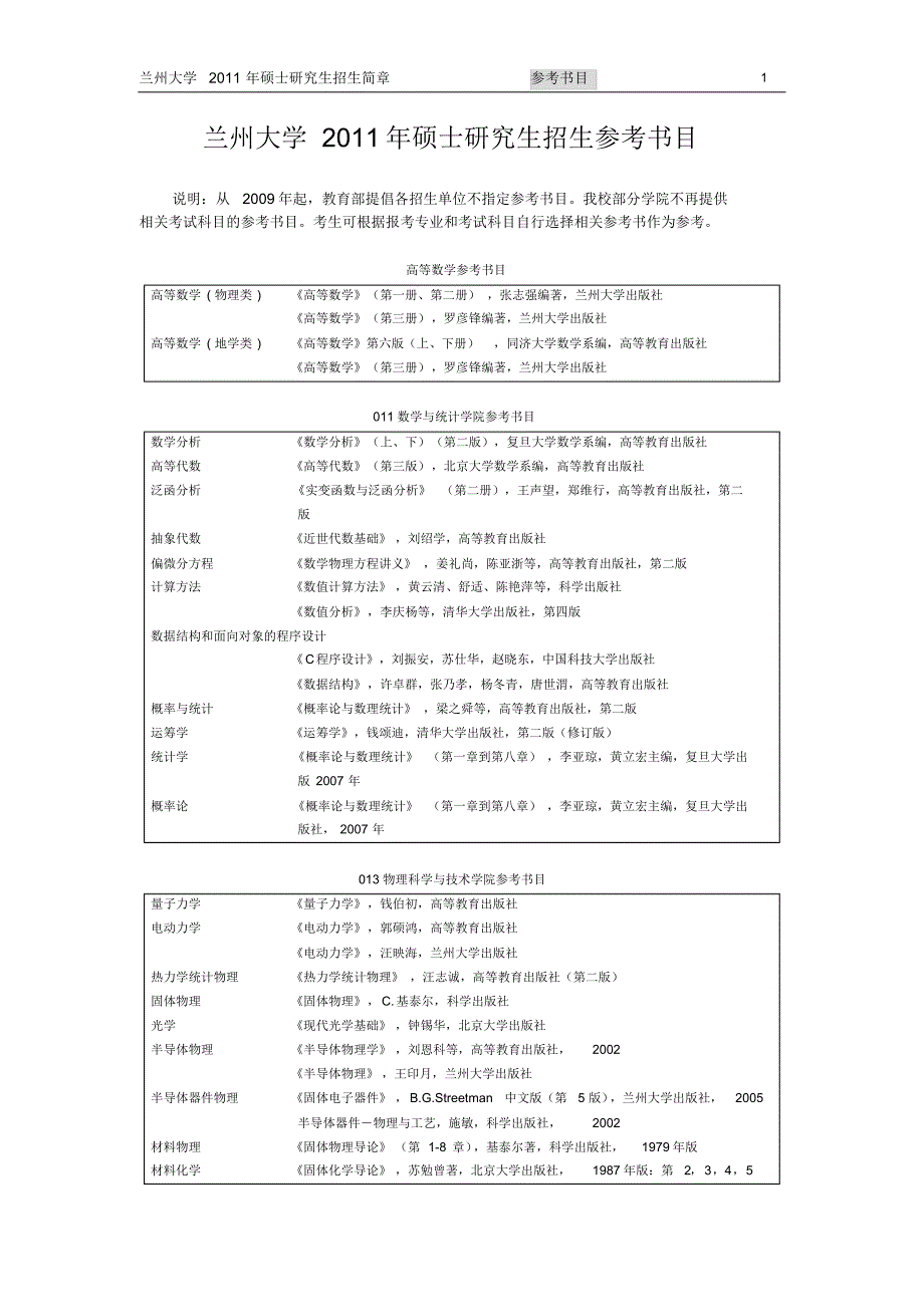 兰州大学考试参考书目_第1页