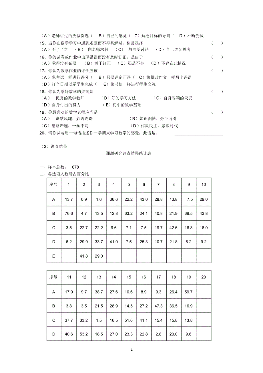 高一学生学习数学情况调查_第2页