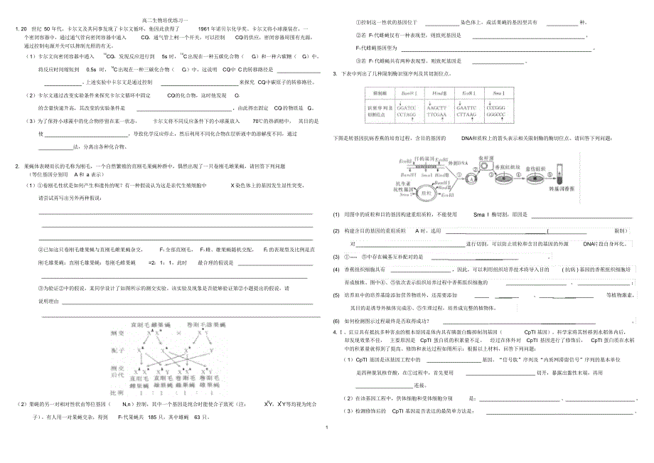 高二生物培优练习一_第1页