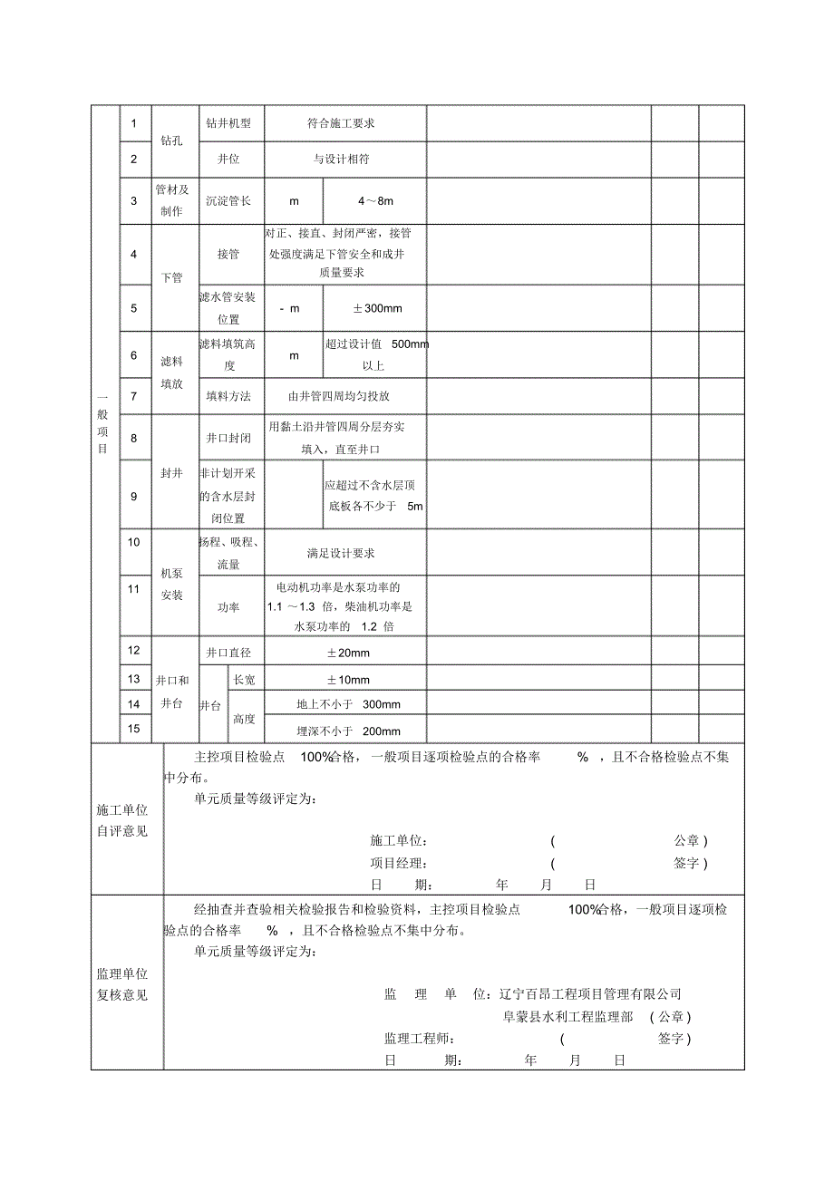 1机井单元工程施工质量检验评定表_第3页