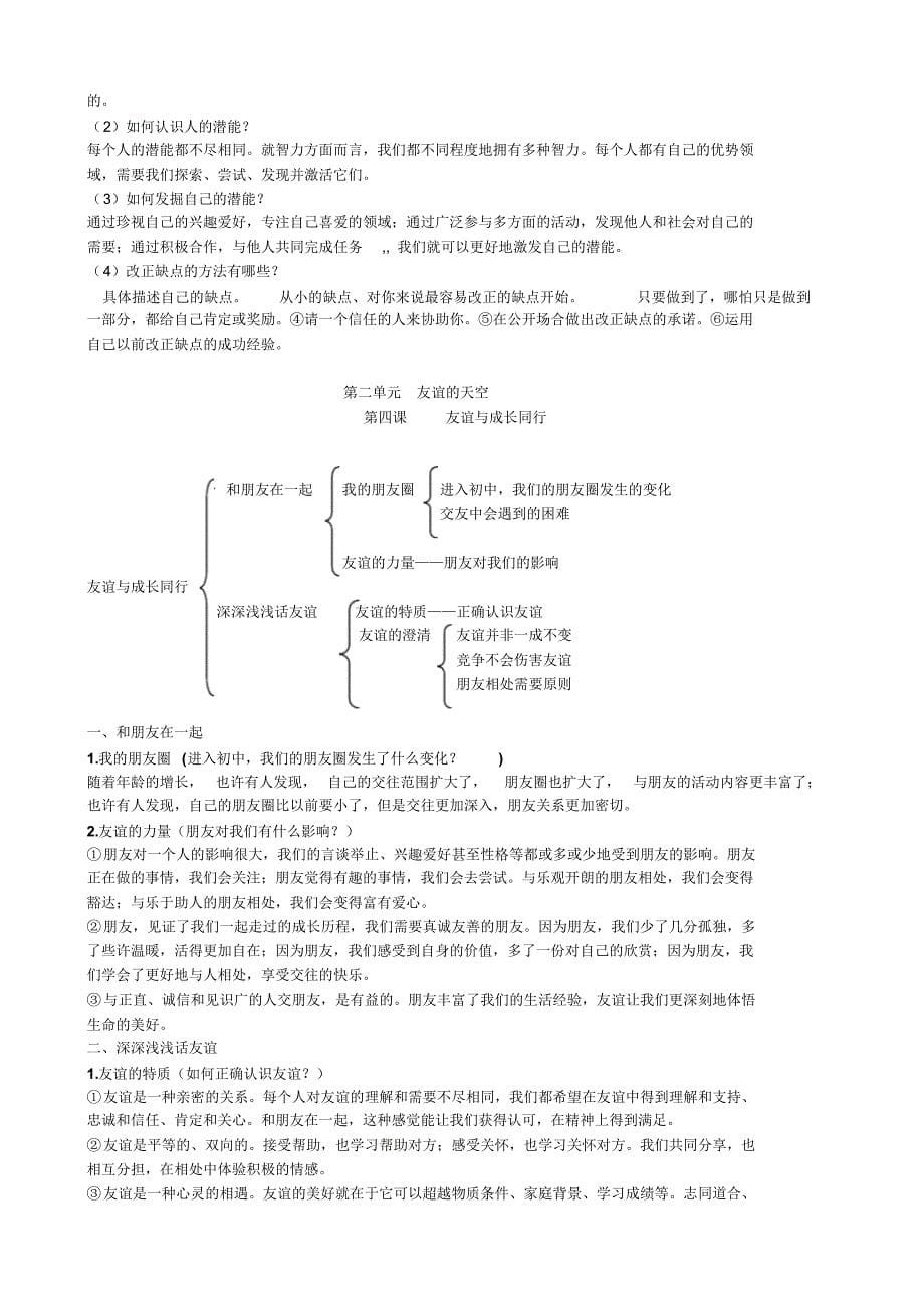 人教版七年级[道德与法治]上册复习提纲_第5页