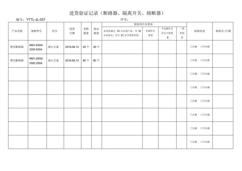 3.进货检验验证记录_第5页