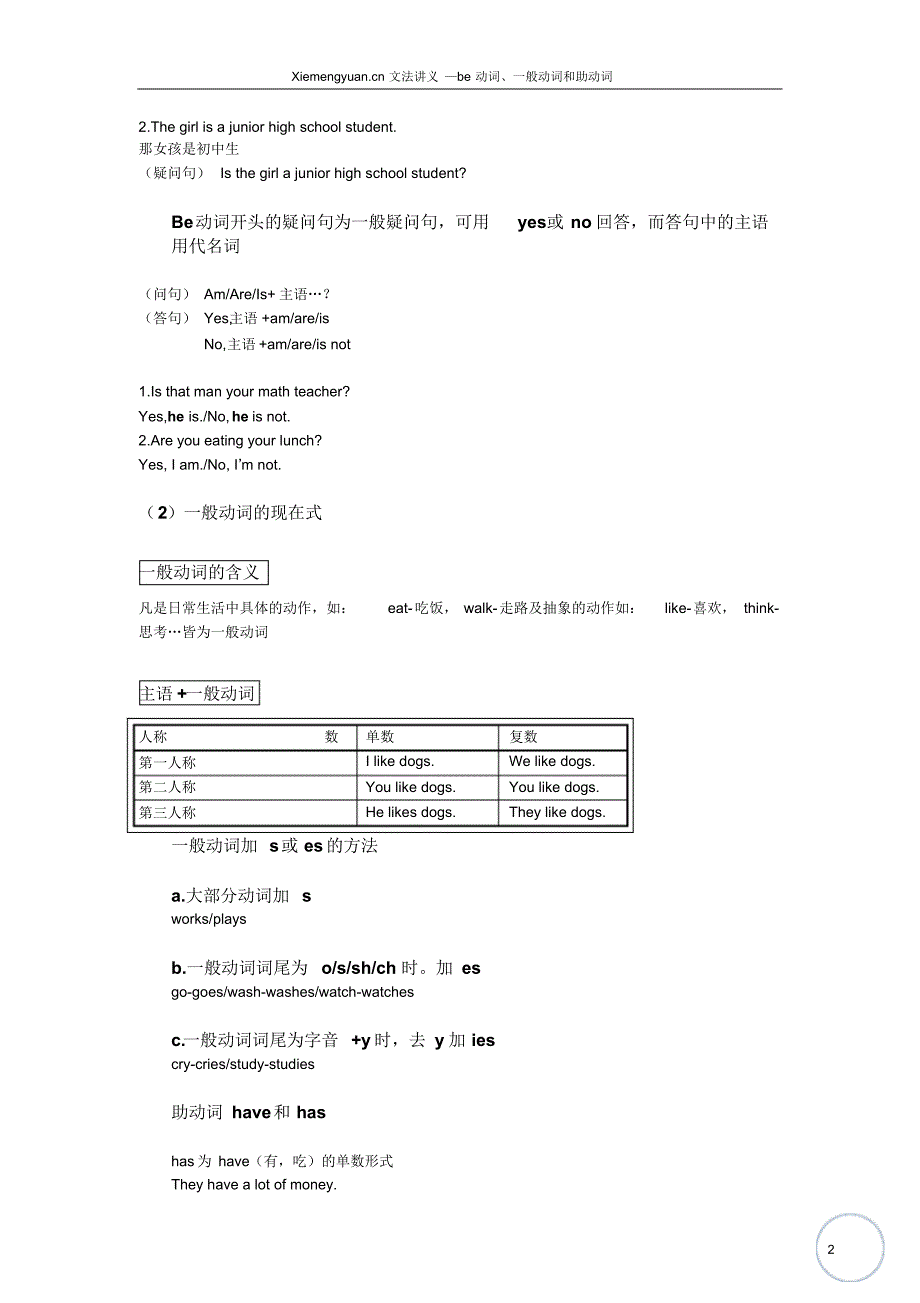 be动词、一般动词和助动词_第2页