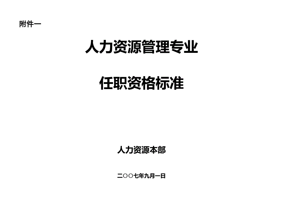 集团人力资源管理专业任职资格标准_第1页