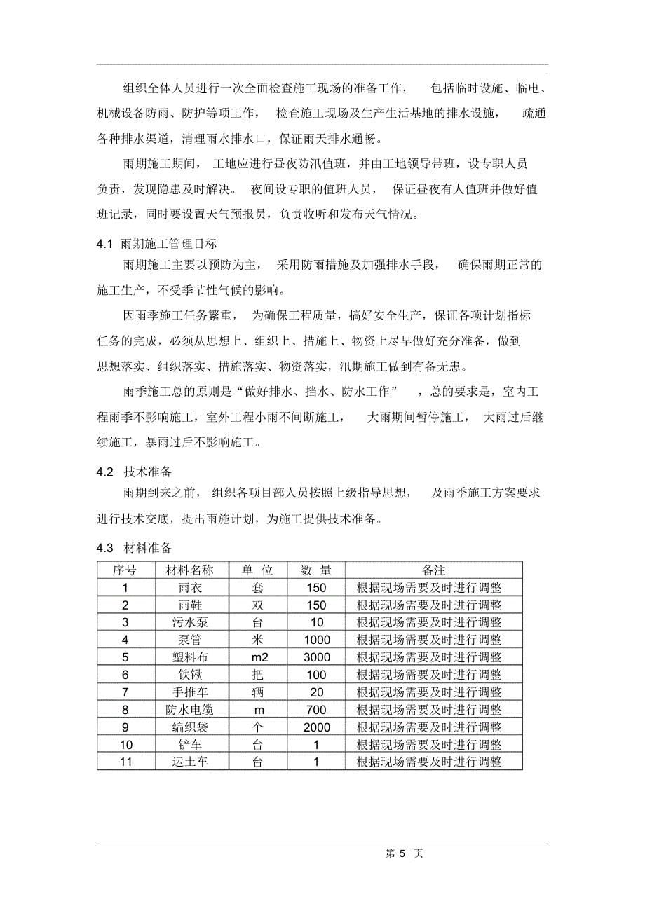 住宅项目雨季及防台防汛施工方案_第5页