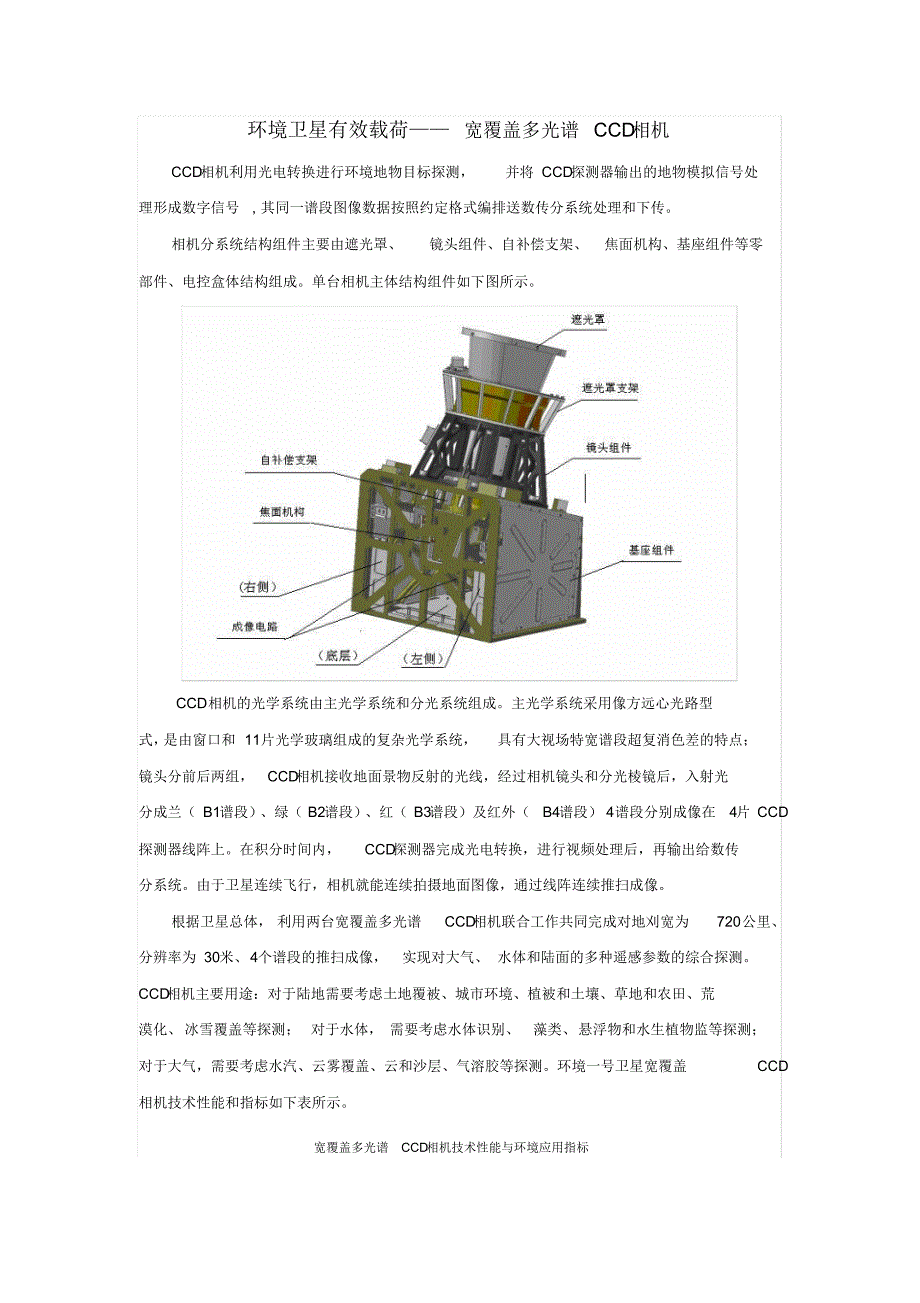 环境卫星有效载荷——宽覆盖多光谱CCD相机_第1页