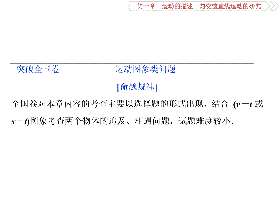 2019届高考物理（人教新课标版）一轮复习课件：第1章 运动的描述匀变速直线运动的研究 5 突破全国卷 _第1页