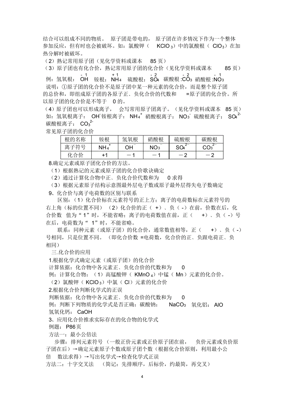 化学式与化合价知识点总结_第4页