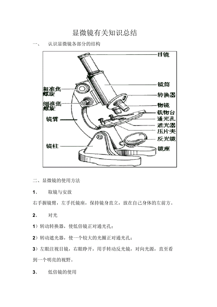 显微镜有关知识总结_第1页