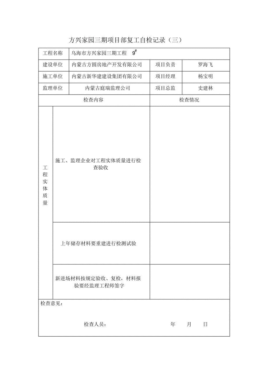 方兴家园三期项目部复工自检记录_第5页