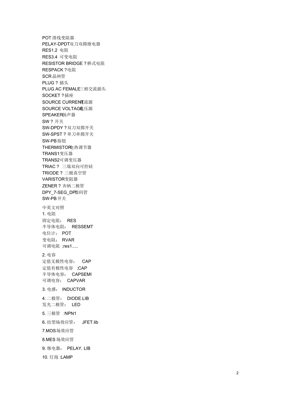 Protel+元件中英文对照_第2页
